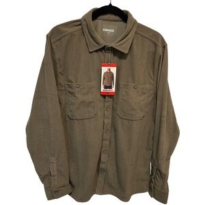 NWT 32 Degrees Heat Mens Long Sleeve Corduroy Button Up Shirt Khaki Size XXL